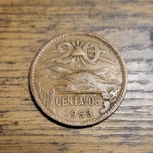 Vintage 1953 20 Centavos Coin
